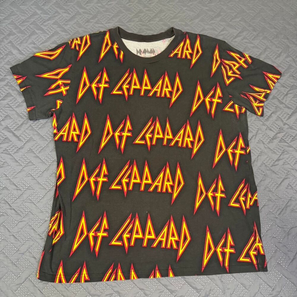 AOP Def Leppard 100% Cotton Band Tee Rock and Roll Tour Ree